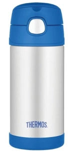 Dětská termoska s brčkem - modrá 355ml