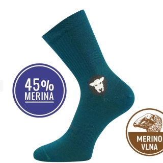 BAREFOOTIK ponožky MERINO 45% se stříbrem modrozelená